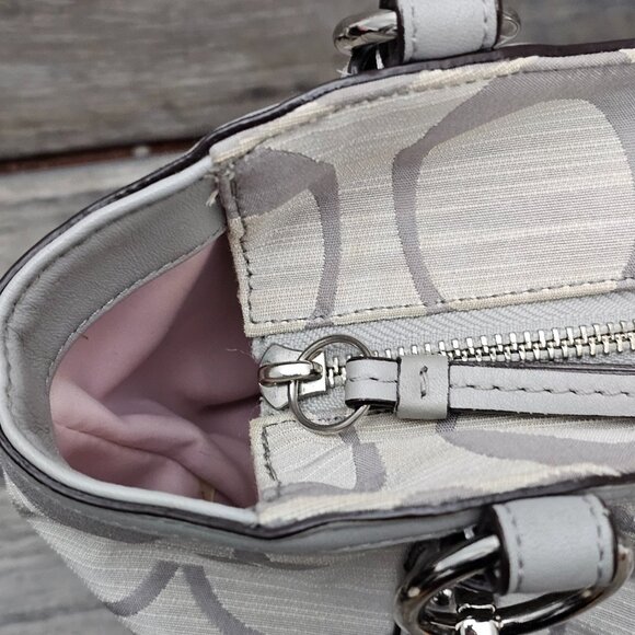 Coach Alexandra Signature Canvas Leather Trim Gray Large Shoulder Bag COA - Picture 6 of 14